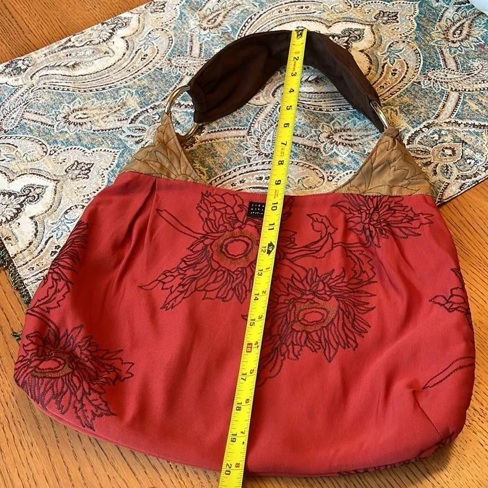 1154 Lill Studio Rust Red Floral Embroidered Shoulder Bag Chicago Boutique